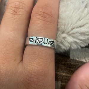 I 🤍 U silver ring size 7